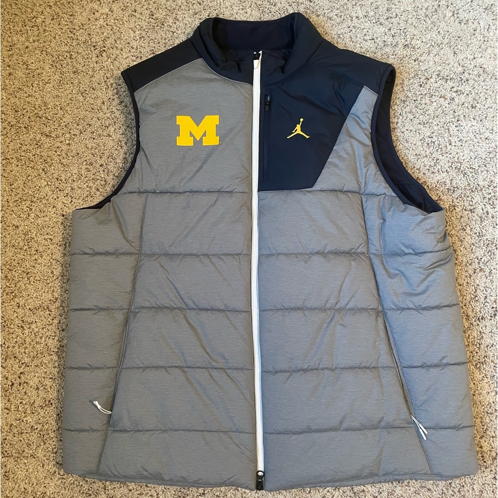 U of M Jordan Vest. Color gray with blue accents.